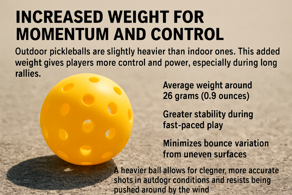 Pure outdoor pickleball on asphalt showing increased weight for momentum and control
