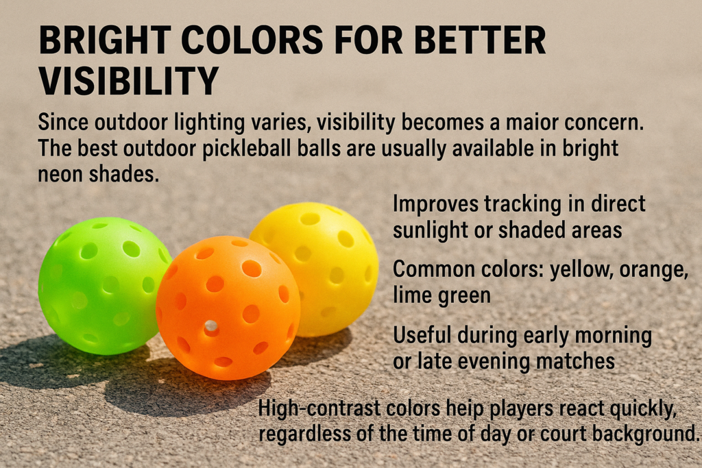 Bright neon outdoor pickleball balls for better visibility on court