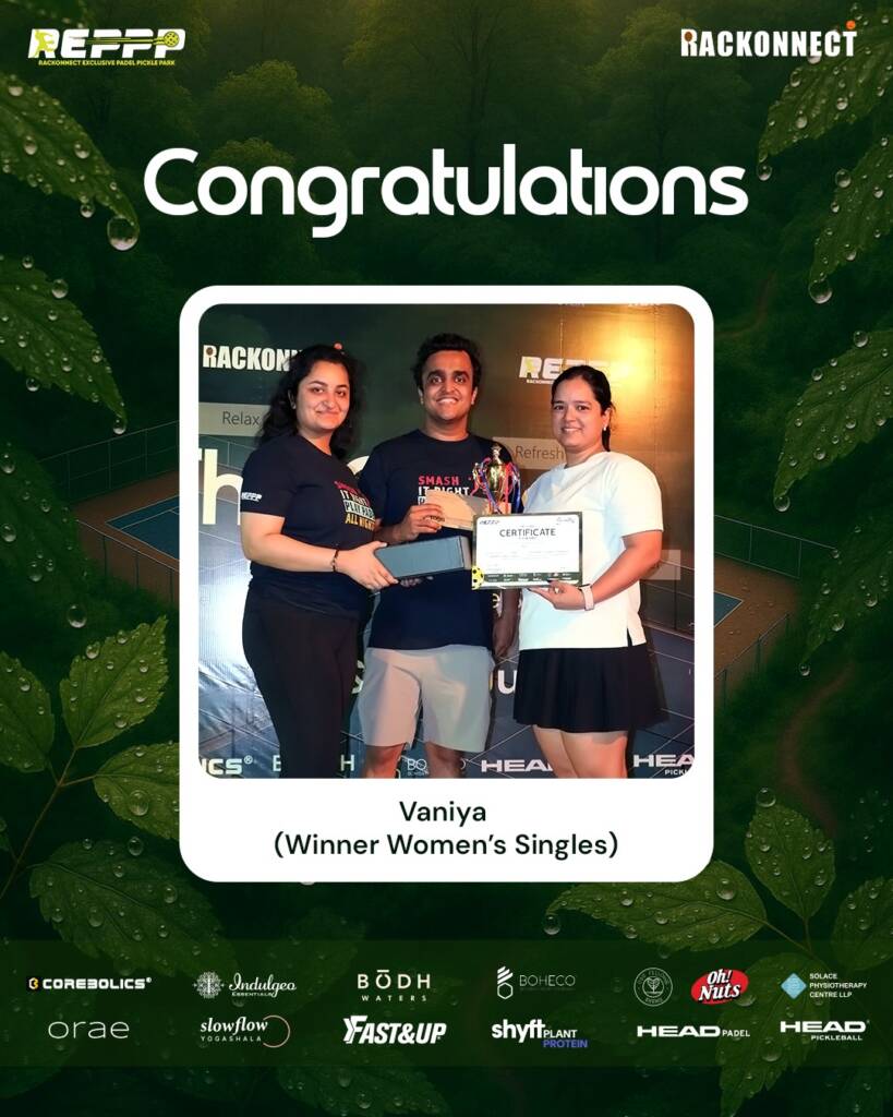 Vaniya wins Women’s Singles at The Cleanse 2025 Pickle & Padel event
