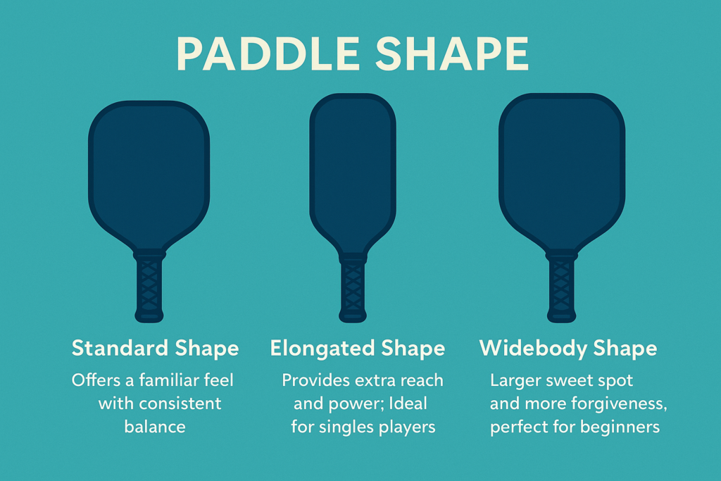 Pickleball paddle shape comparison infographic