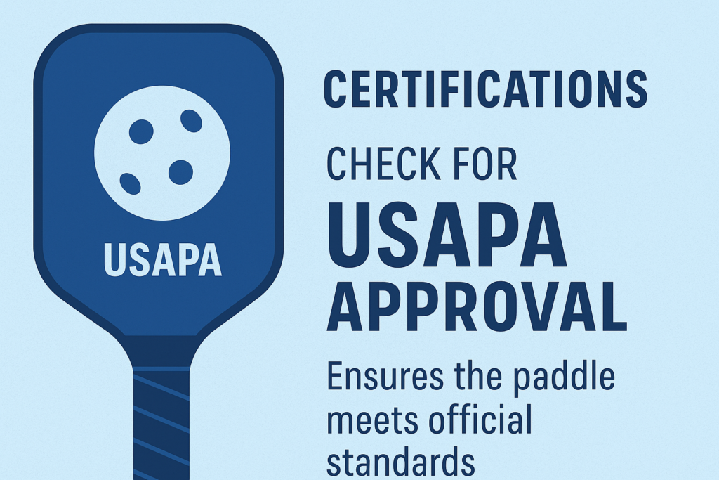 USAPA-approved pickleball paddle certification infographic
