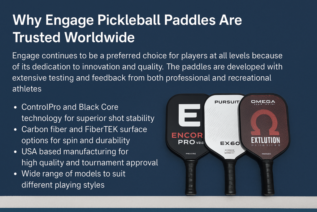 Engage pickleball paddles trusted worldwide for innovation quality and performance