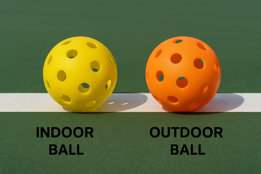 indoor vs outdoor pickleball balls on court