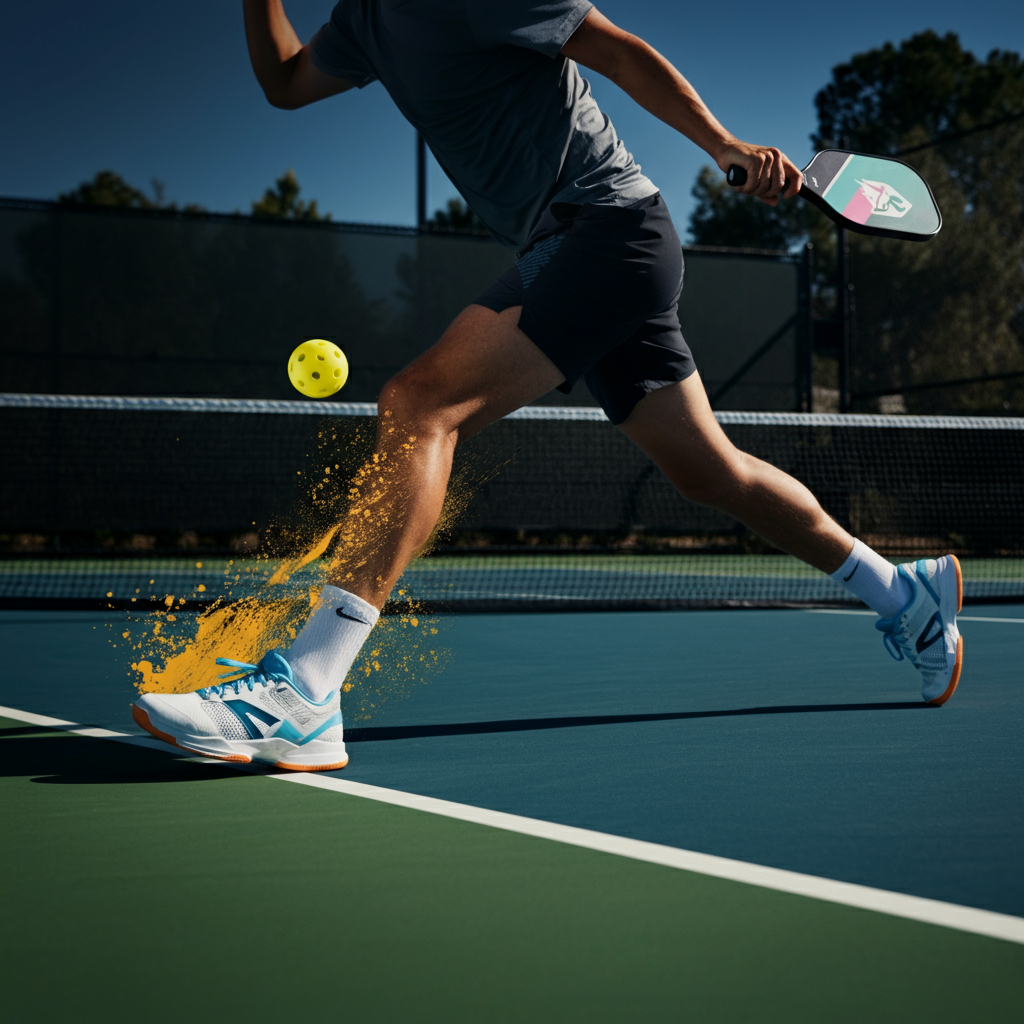 Pickleball player demonstrating footwork