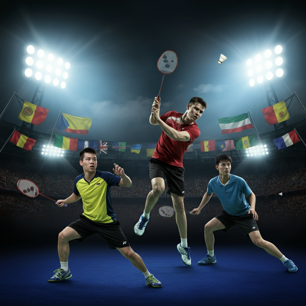 image show the diffrent badminton players in badminton sport