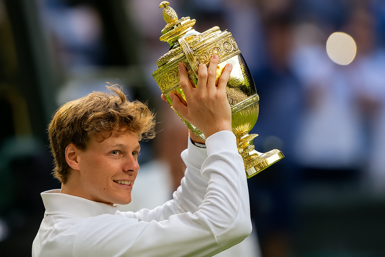 Jannik Sinner wins Wimbledon 2025 with trophy in hand