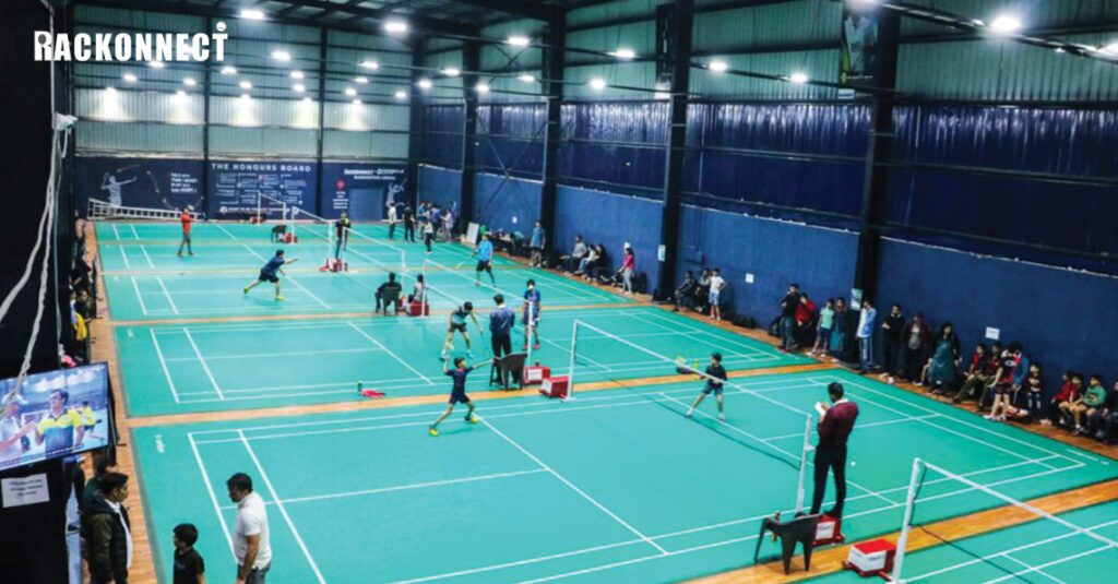 Players training at the best badminton academy in Gurgaon with professional indoor courts